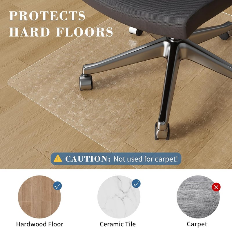 Tydle Chair Mat for Hard Floors, 36" x 48" Office Chair Mat for Hardwood Floors, Non-Slip Vinyl Floor Mat for Gaming Chairs, Hard Floor Protector Computer Under Desk Mat for Home Office (Clear-Rose) - Image 5
